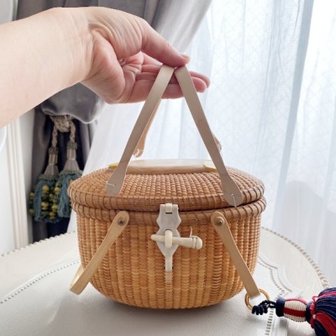 メープルハンドル　ベビーパース、7オーバル短径　 (ラウンド）No.982